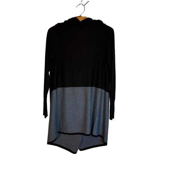 Smartwool Edgewood Wrap Sweater Shawl Cardigan Black Gray Color Block Size M - Picture 2 of 7